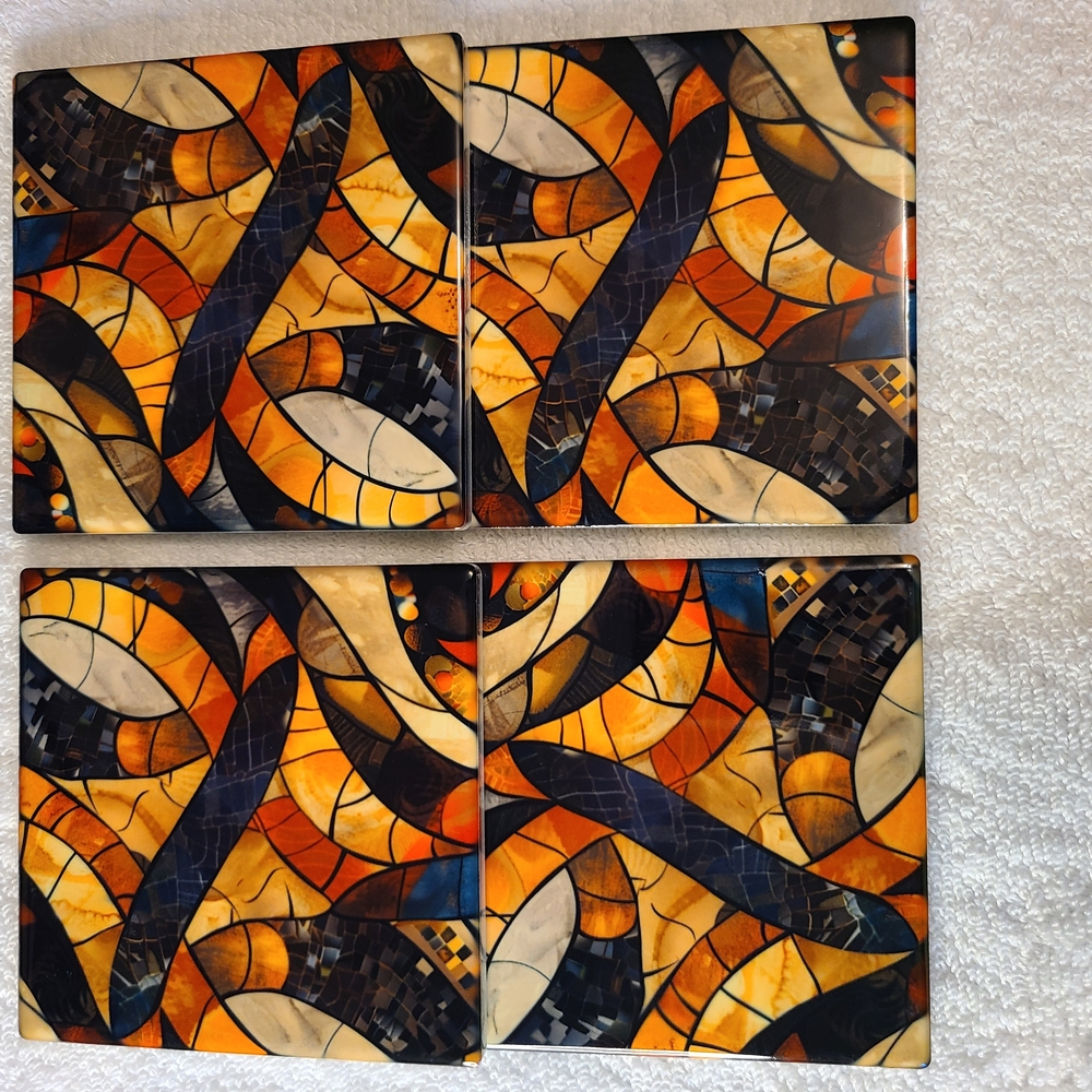 Abstract Mosaic Coasters Set - Picture 14 of 16